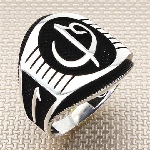 925 Ayar Gümüş Elif İşlemeli Elif Vav Erkek Yüzük