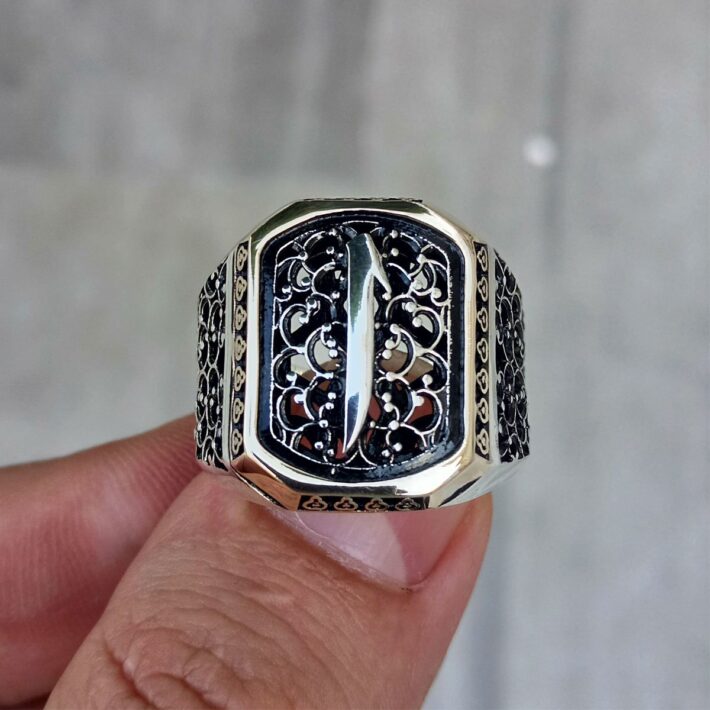 Telkari İşlemeli Elif Gümüş Erkek Yüzük Yaza Özel