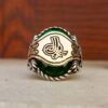 925 Ayar Gümüş Yeşil Taşlı Osmanlı Tuğrası Erkek Yüzük 13 925 ayar gumus yesil tasli osmanli tugrasi erkek yuzuk 1362621224777879