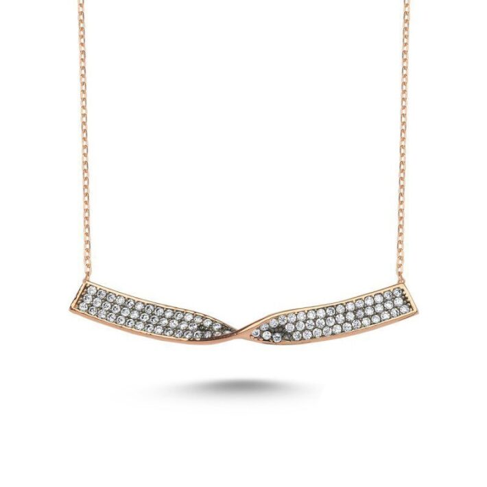 925 Ayar Gümüş Zirkon Taşlı Tasarım Kolye