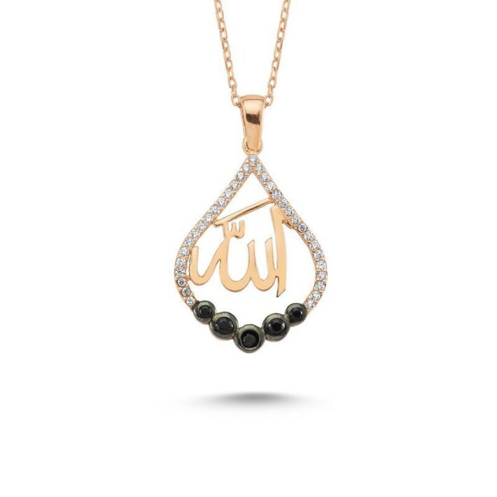 Allah Yazılı Damla Gümüş Kolye