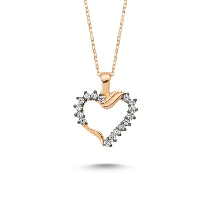 Kalpli Taşlı Gümüş Kolye