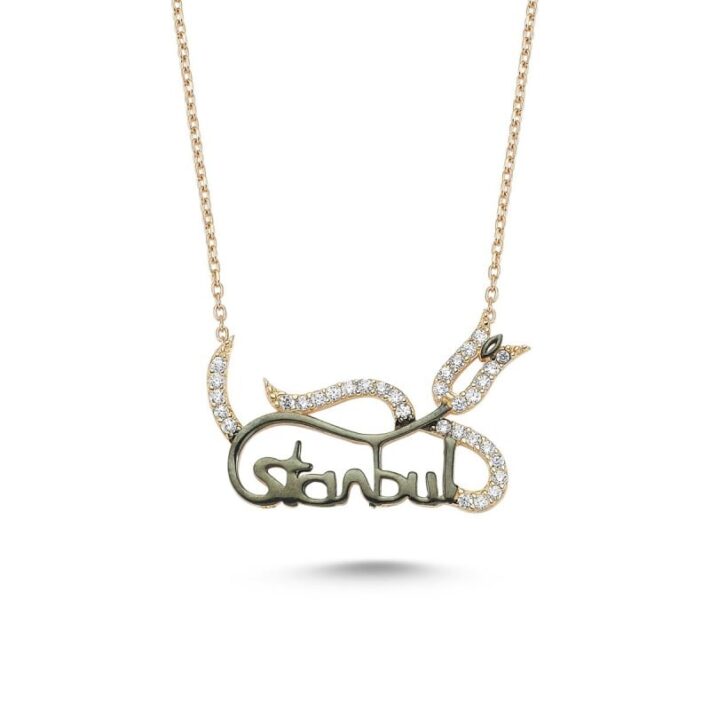 Lale Motifli İstanbul Gümüş Kolye