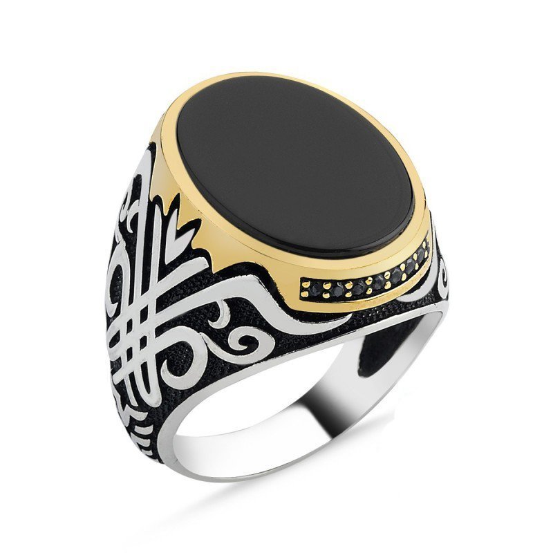 Siyah Taşlı Erkek Gümüş Yüzük
