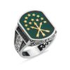 yesil mineli cerkez bayrakli erkek gumus yuzuk 0252271913677800