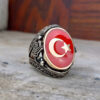 Ay Yıldız Mineli Osmanlı Tuğralı Gümüş Erkek Yüzük Hediyelik 11 925 ayar gumus kirmizi mineli ay yildiz islemeli erkek yuzuk 0817368274835533