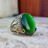 925 ayar gumus yesil kedi gozu tasli kilic motifli erkek yuzuk 0315689385415525