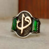 925 ayar gumus yesil tasli elif vav erkek yuzuk 0868917775752686
