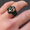 925 ayar gumus yesil tasli elif vav erkek yuzuk 1444215938572588