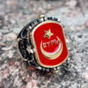 Ay Yıldız-Bozkurt Mineli Türk Yazılı Çift Yönlü Gümüş Erkek Yüzük 6 gumus turk yazili ay yildiz bozkurt babalar gunu erkek yuzuk 0723602684065881