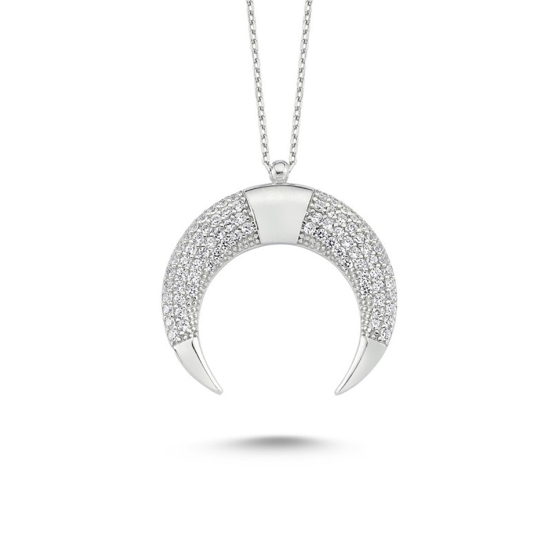 Özel Tasarım Hilal Taşlı Bayrama Özel Gümüş Kadın Kolye 2 Özel Tasarım Hilal Taşlı Bayrama Özel Gümüş Kadın Kolye - Görsel 2