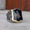 Gümüş Siyah Mineli Osmanlı Tuğralı Erkek Yüzük 925 Ayar 8 siyah mineli osmanli tugrali erkek gumus yuzuk 925 ayar 1297354590203883