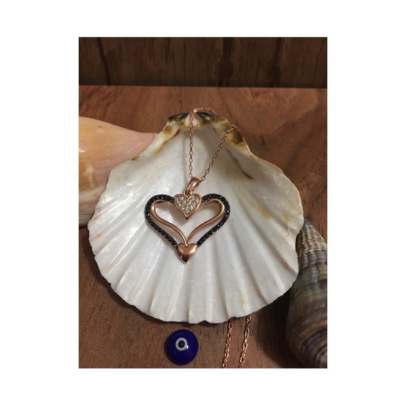 Zirkon Taşlı Kalp Desenli Kadın Gümüş Kolye 925 Ayar 1 Zirkon Taşlı Kalp Desenli Kadın Gümüş Kolye 925 Ayar